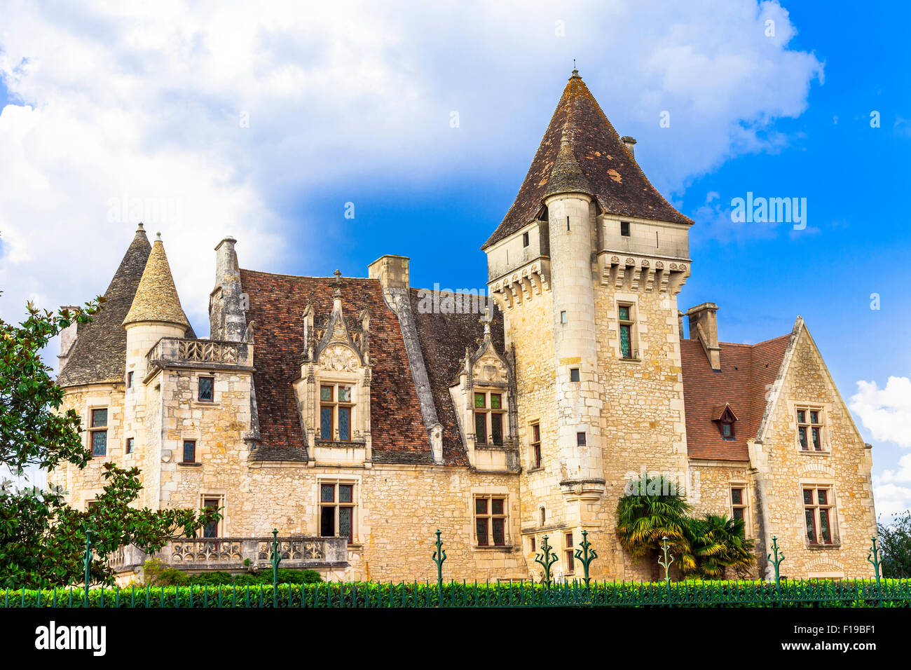 beautiful medieval castle Milandes - Dordogne region, France Stock Photo