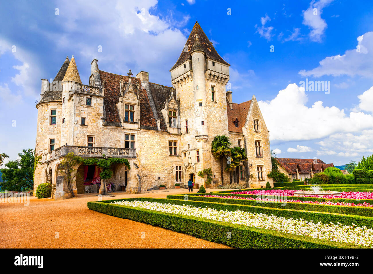 beautiful medieval castle Milandes - Dordogne region, France Stock Photo