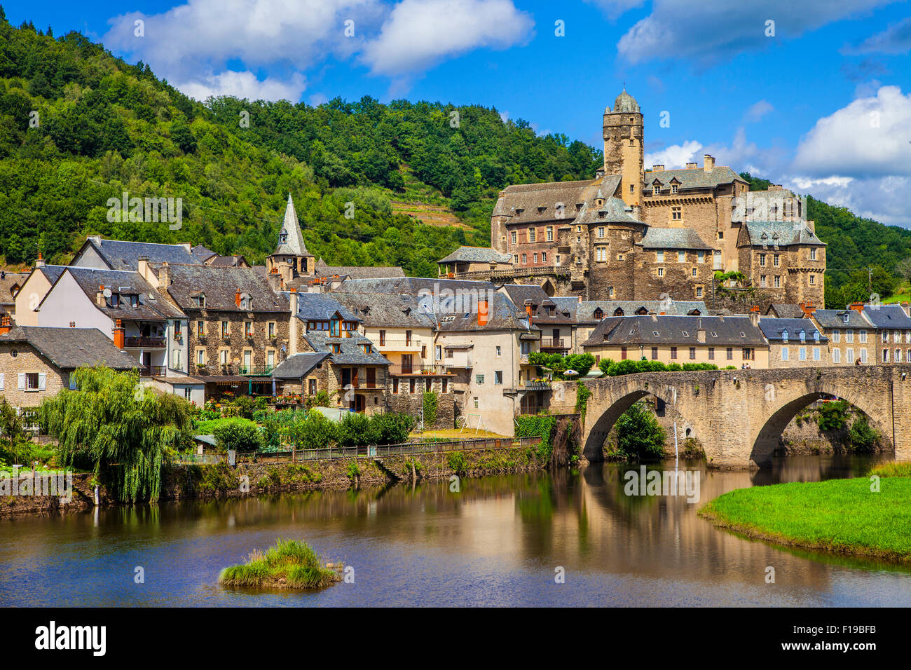 Estaing one of the most beautiful villages in France (Aveyron Stock