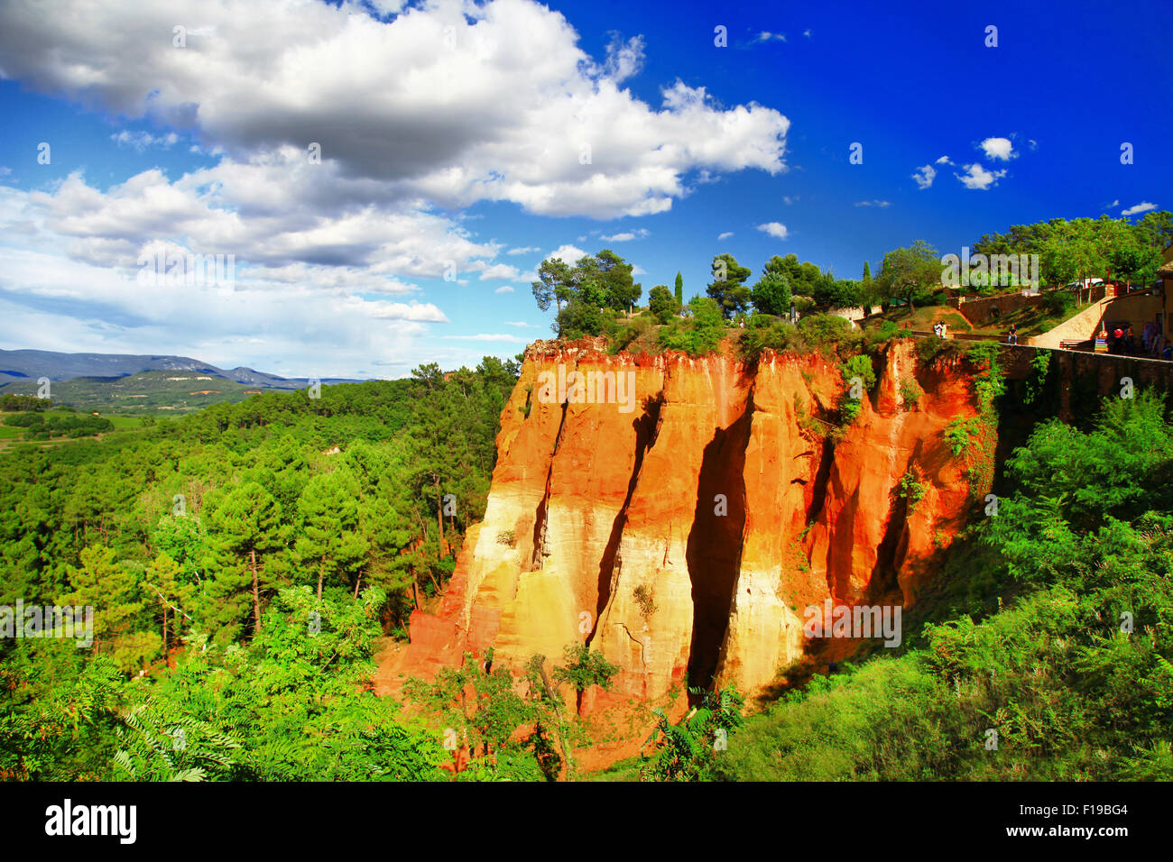famous Roussillon ochre mountains in Provence, France Stock Photo