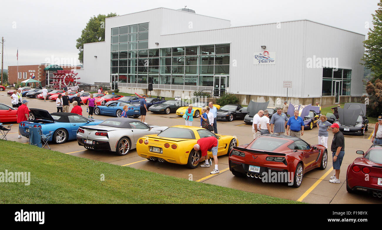 Le Claire, IOWA, USA. 6th Aug, 6. The 6 Vettes on the River Le Claire, IOWA, USA. 6th Aug, 6. The 6 Vettes on the River