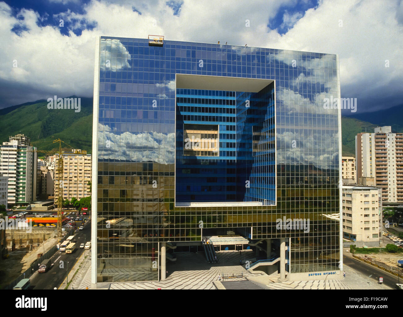 CARACAS, VENEZUELA - Modern Parque Cristal building. 1988 Stock Photo