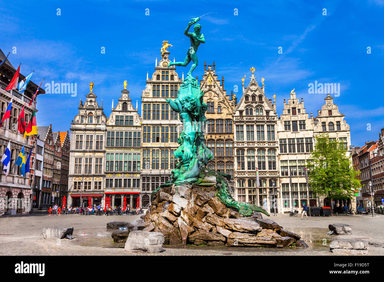 old town of Antwerpen with traditional flemish architecture. Belgium Stock Photo
