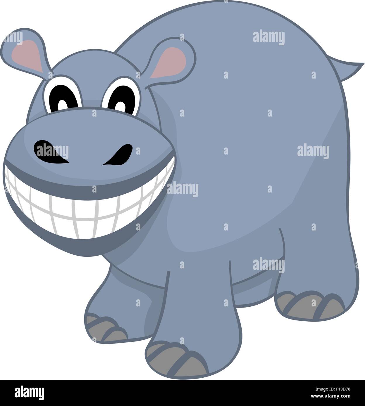 Funny Cartoon Character Hippo With Wide Smile Over White Background. Hand  Drawn in Perspective Elegant Cute Design. Tropical and Zoo Fauna. Vector  illustration Stock Vector Image & Art - Alamy
