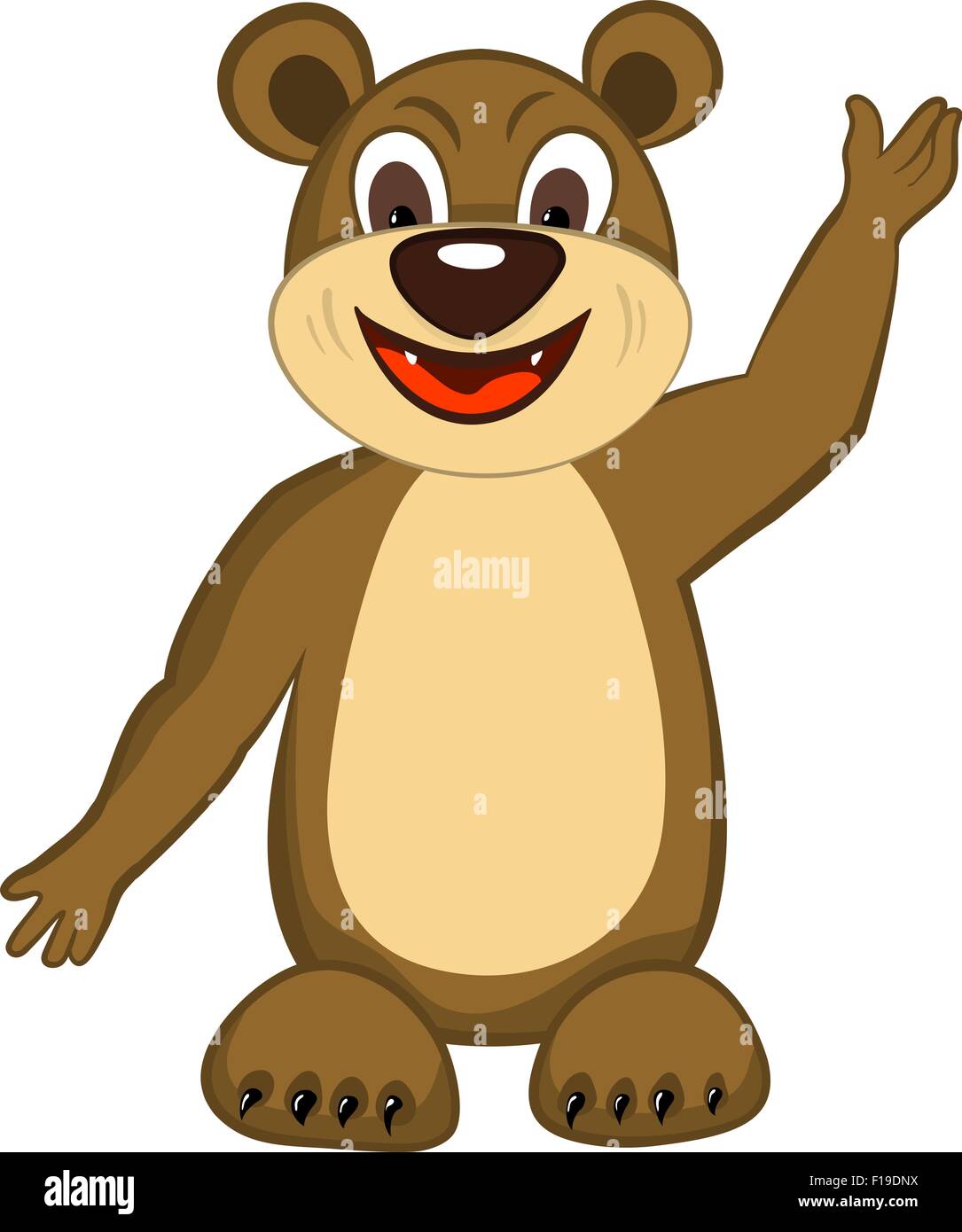 Funny Cartoon Character Bear With Smile and Waving Paw Over White  Background. Hand Drawn in Front View Elegant Cute Design. Vector  illustration Stock Vector Image & Art - Alamy