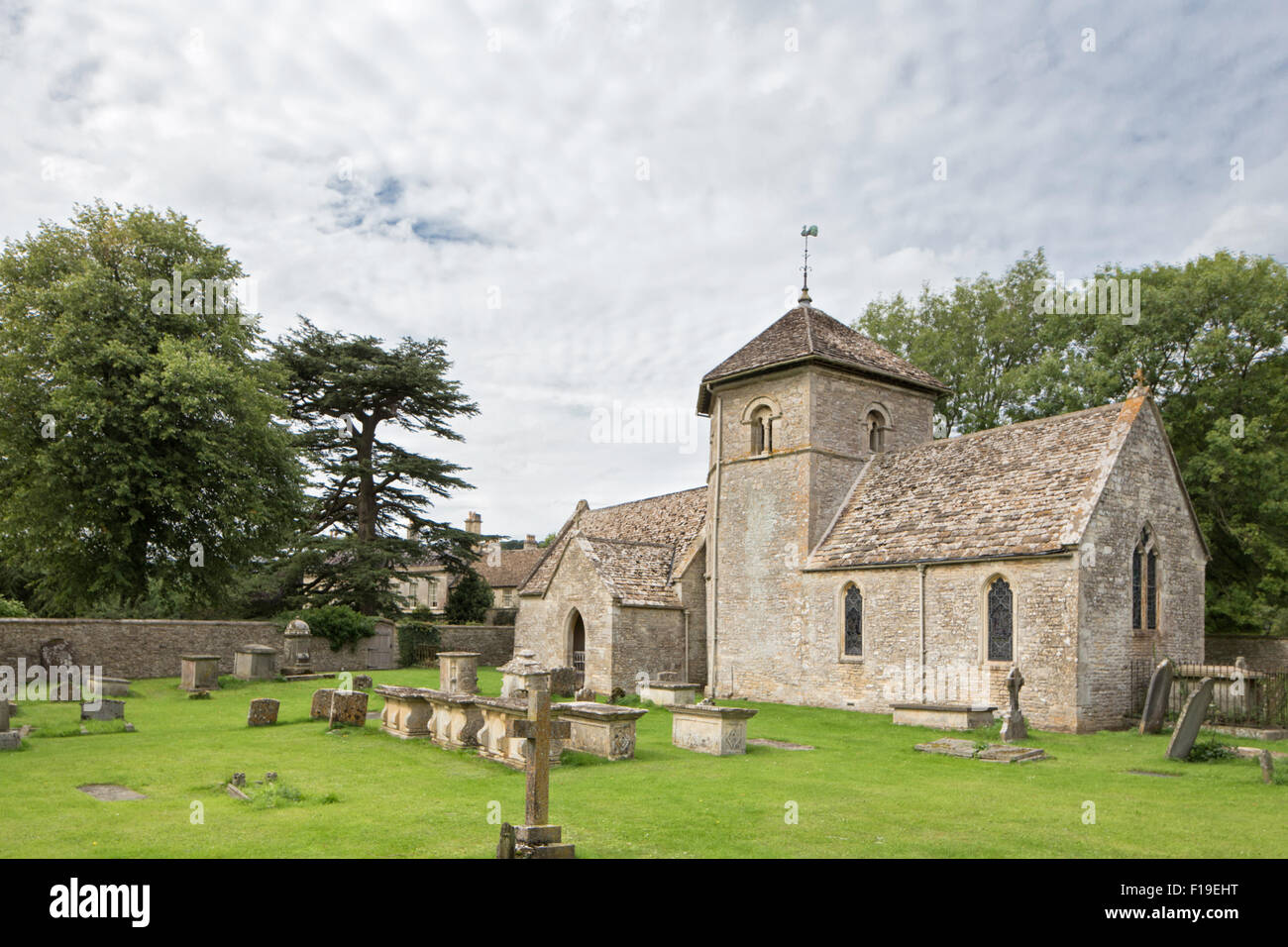 Church of St Nicholas of Myra, Ozleworth, Gloucestershire, England, UK Stock Photo