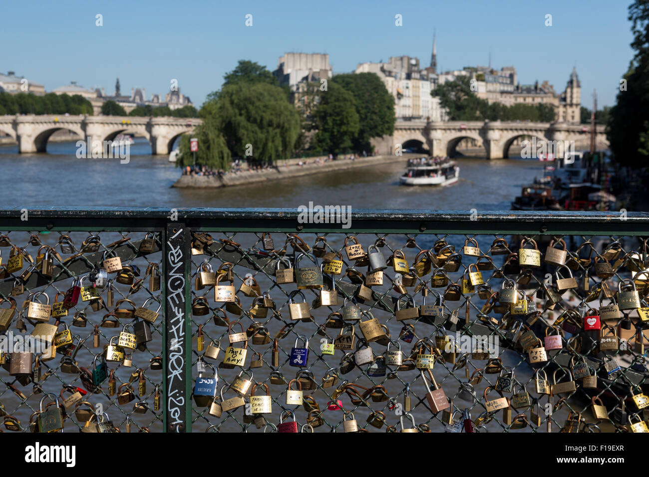 Paris. River Seine. Love Locks Near The Pont Neuf.