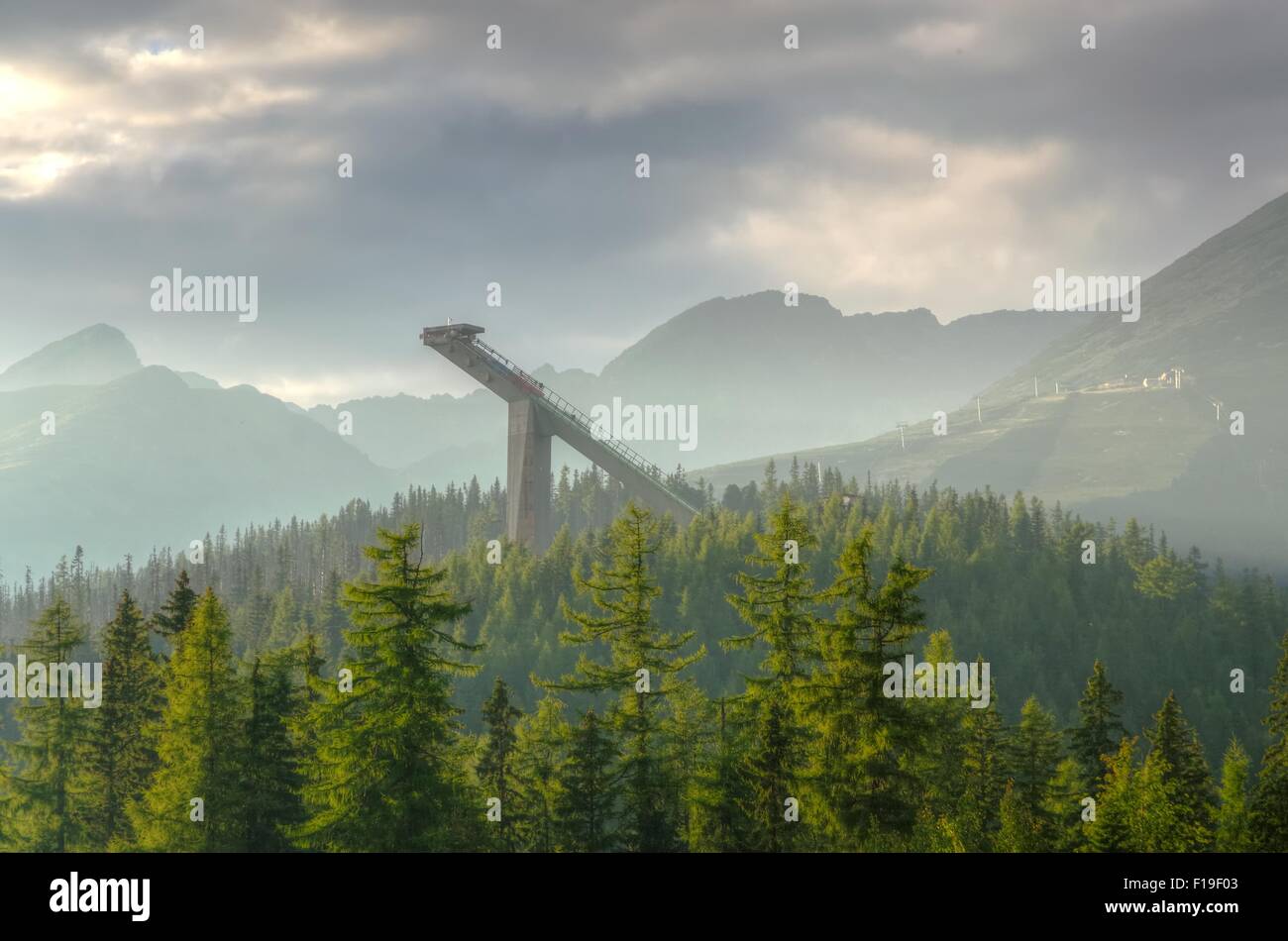 Ski jump in mountains. Old ski jump in Strbske Pleso in High Tatra  Mountains, Slovakia Stock Photo - Alamy