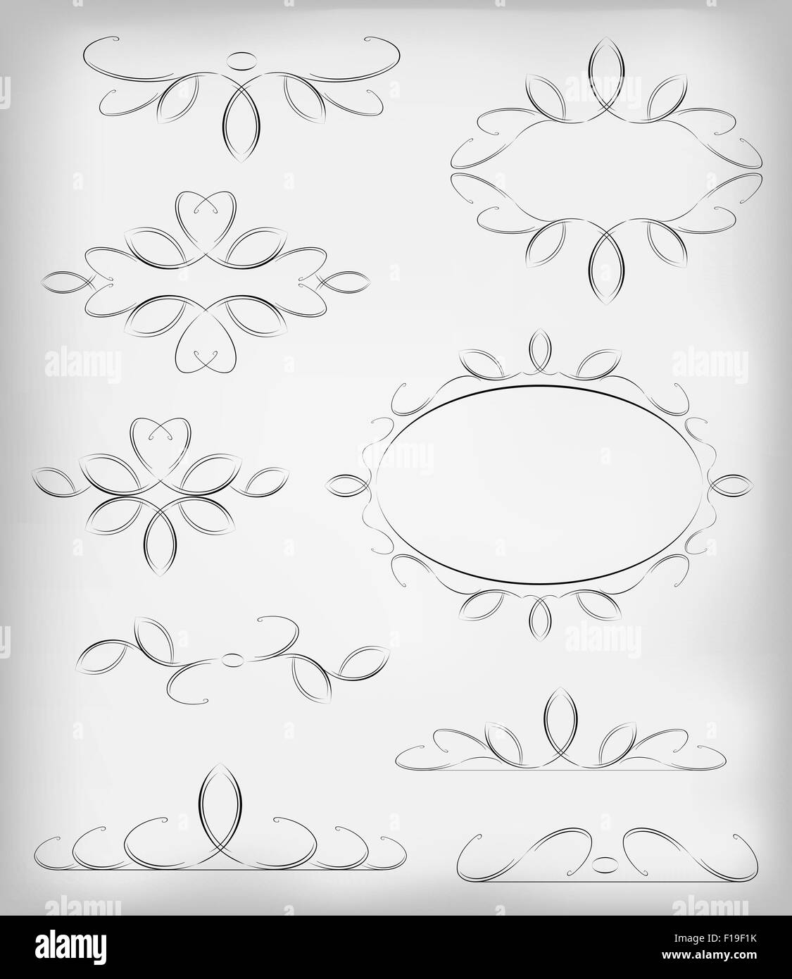 Black and white vector set a lot of design elements and page decoration ...