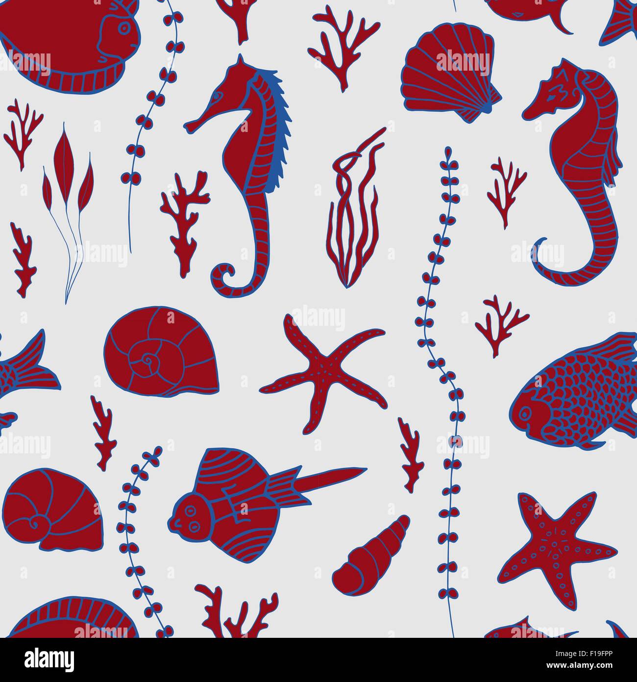 Seamless pattern with hand drawn fishes Stock Vector Image & Art - Alamy