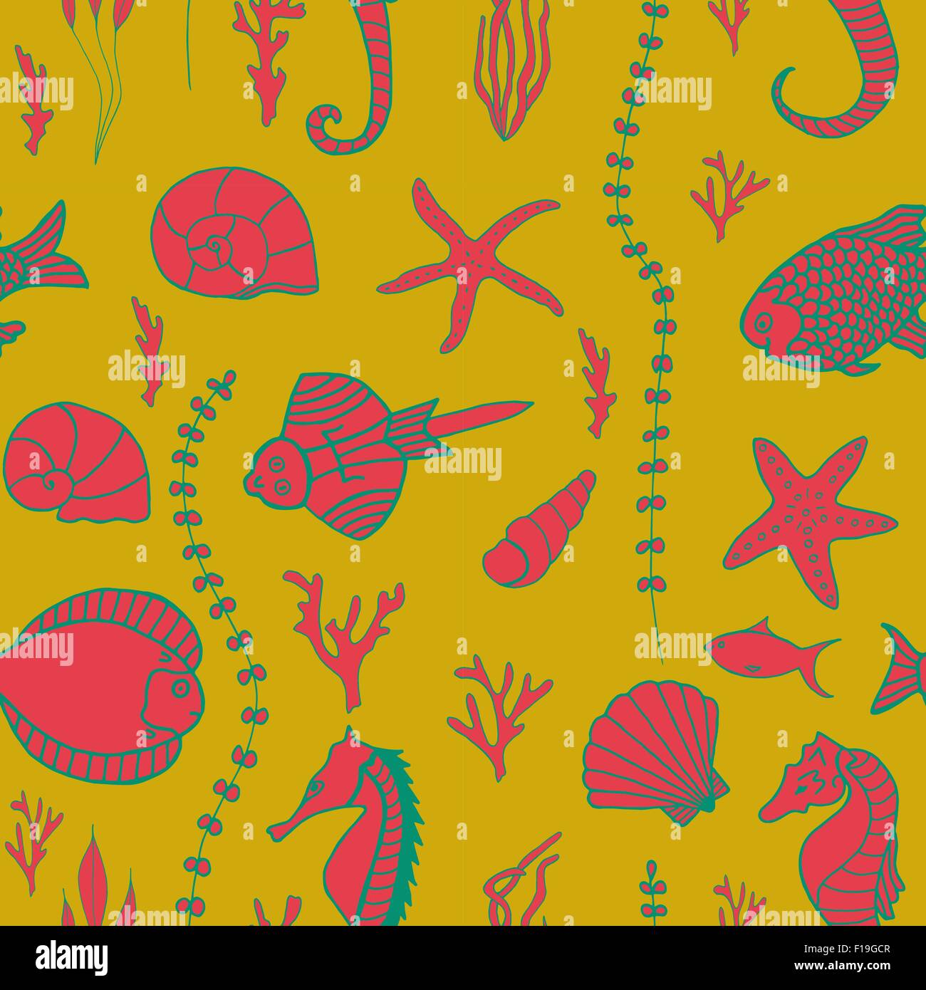 Seamless pattern with hand drawn fishes Stock Vector Image & Art - Alamy