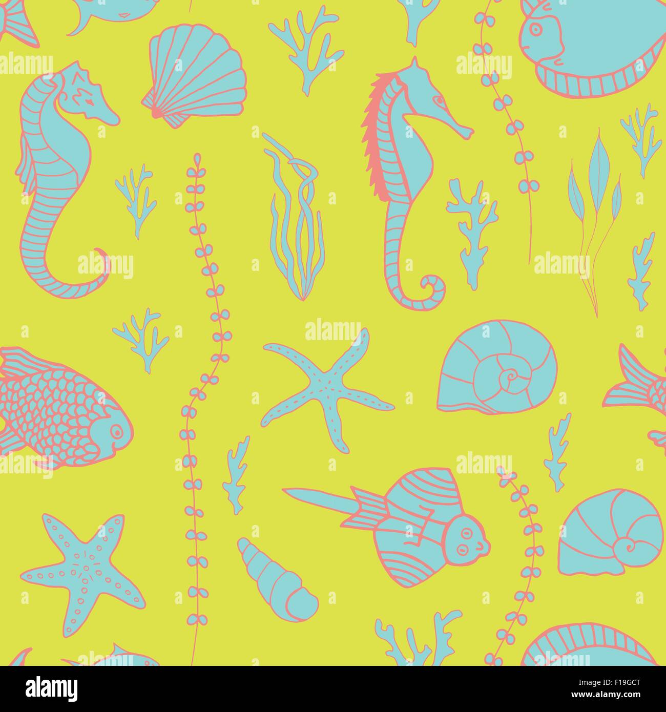 Seamless pattern with hand drawn fishes Stock Vector Image & Art - Alamy