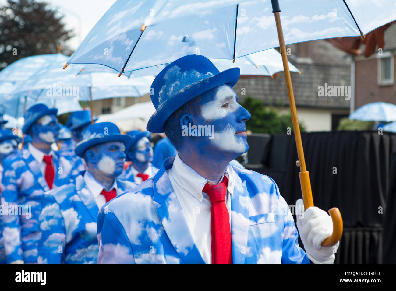 Cultural parade in the village Heeze in the Netherlands depicting the life and work of Rene Margritte Stock Photo
