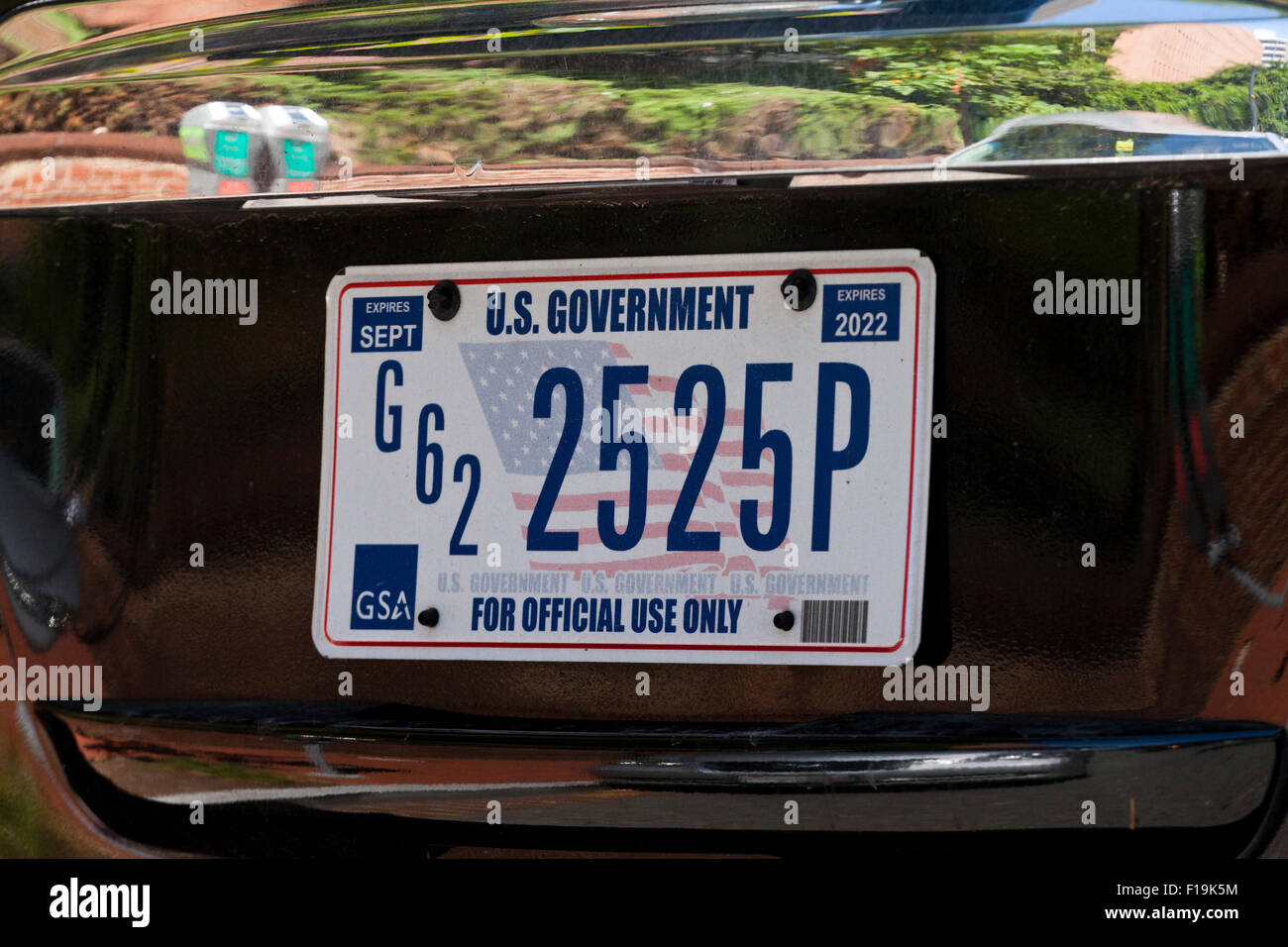 Official US Government vehicle license plate - USA Stock Photo