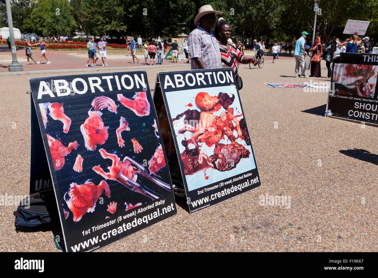 Pro-Life message posters displayed in front of The White House - Washington, DC USA Stock Photo