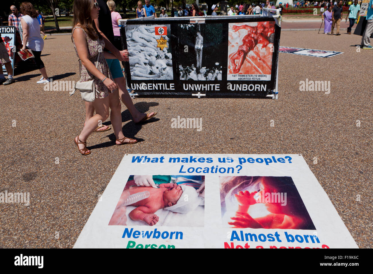 Pro-Life message posters displayed in front of The White House - Washington, DC USA Stock Photo