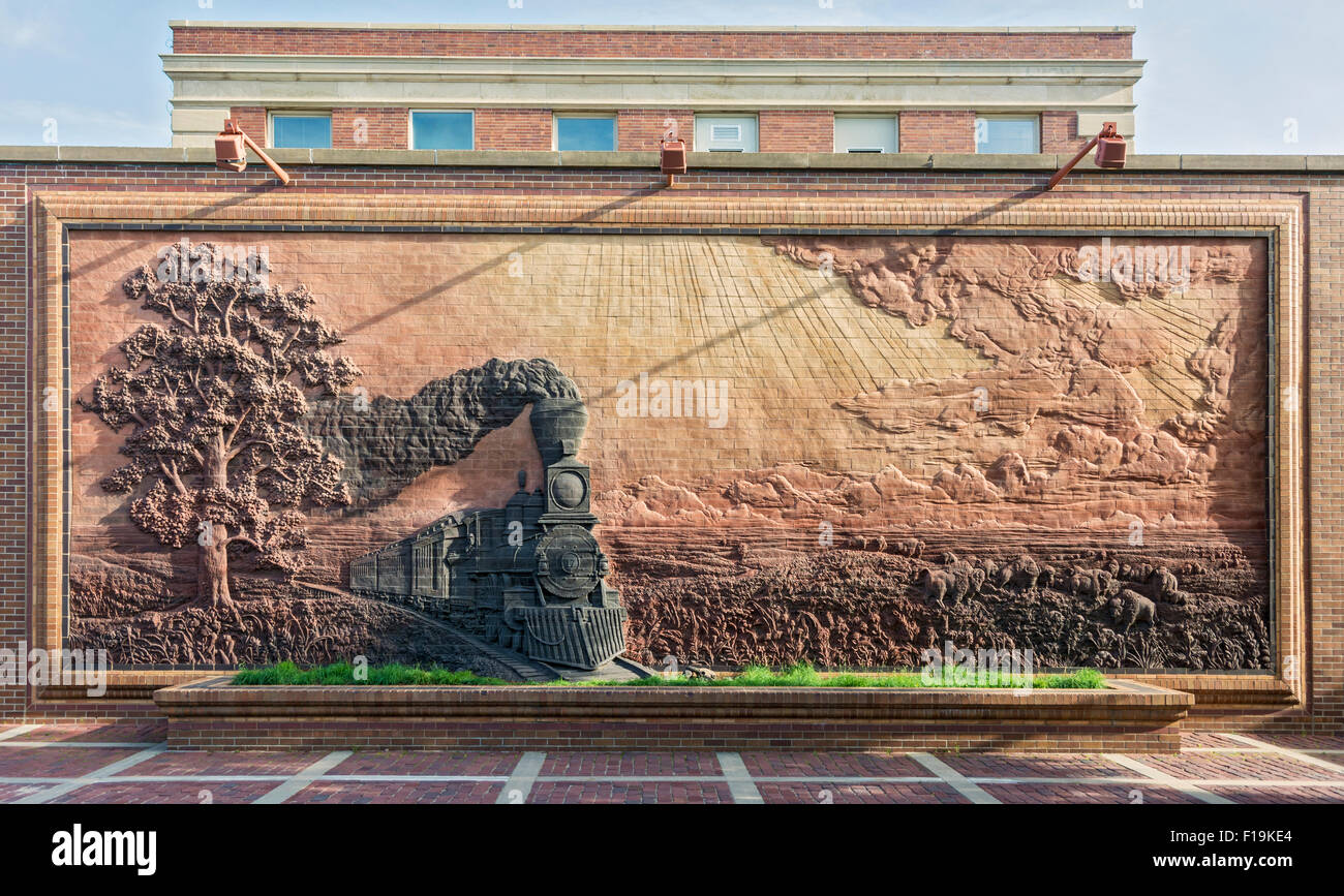 Nebraska, Lincoln, Historic Haymarket District, brick mural "Iron Horse