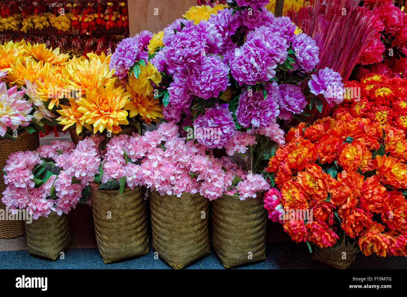 Different type of colorful flowers decorating for Chinese New Year Stock Photo Alamy