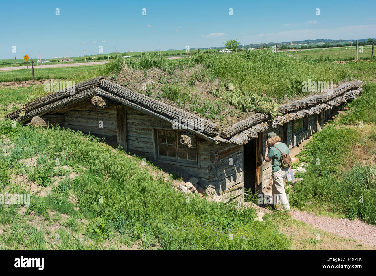 Nebraska, Chadron, Museum of the Fur Trade, exact replica of 1837 Trading Post & Living Quarters Stock Photo