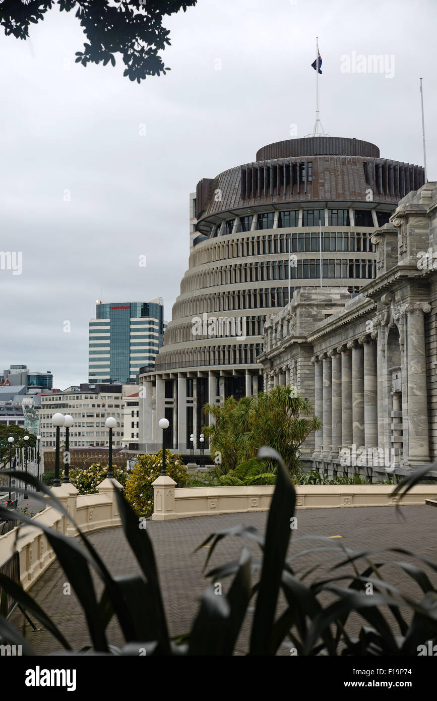 WELLINGTON, NEW ZEALAND, JULY 27, 2015: The seat of New Zealand Government, Parliament House in Wellington, New Zealand Stock Photo