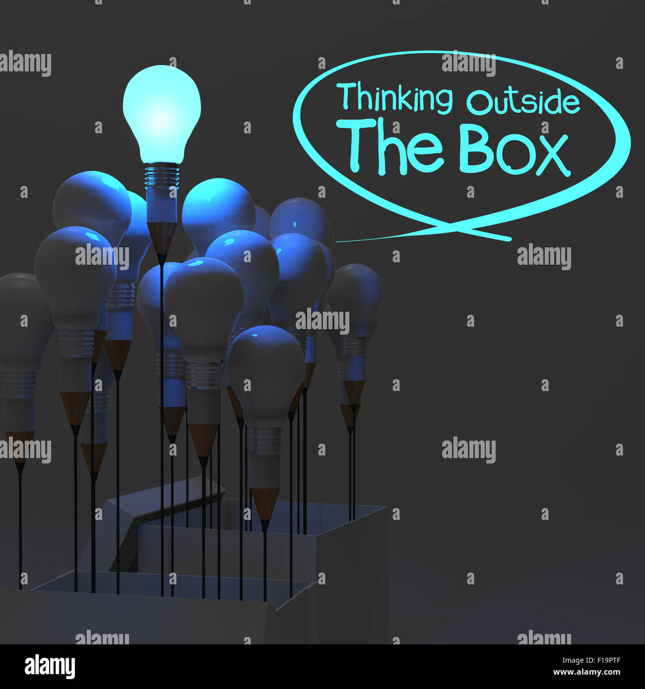 drawing idea pencil and light bulb concept outside the box as creative ...