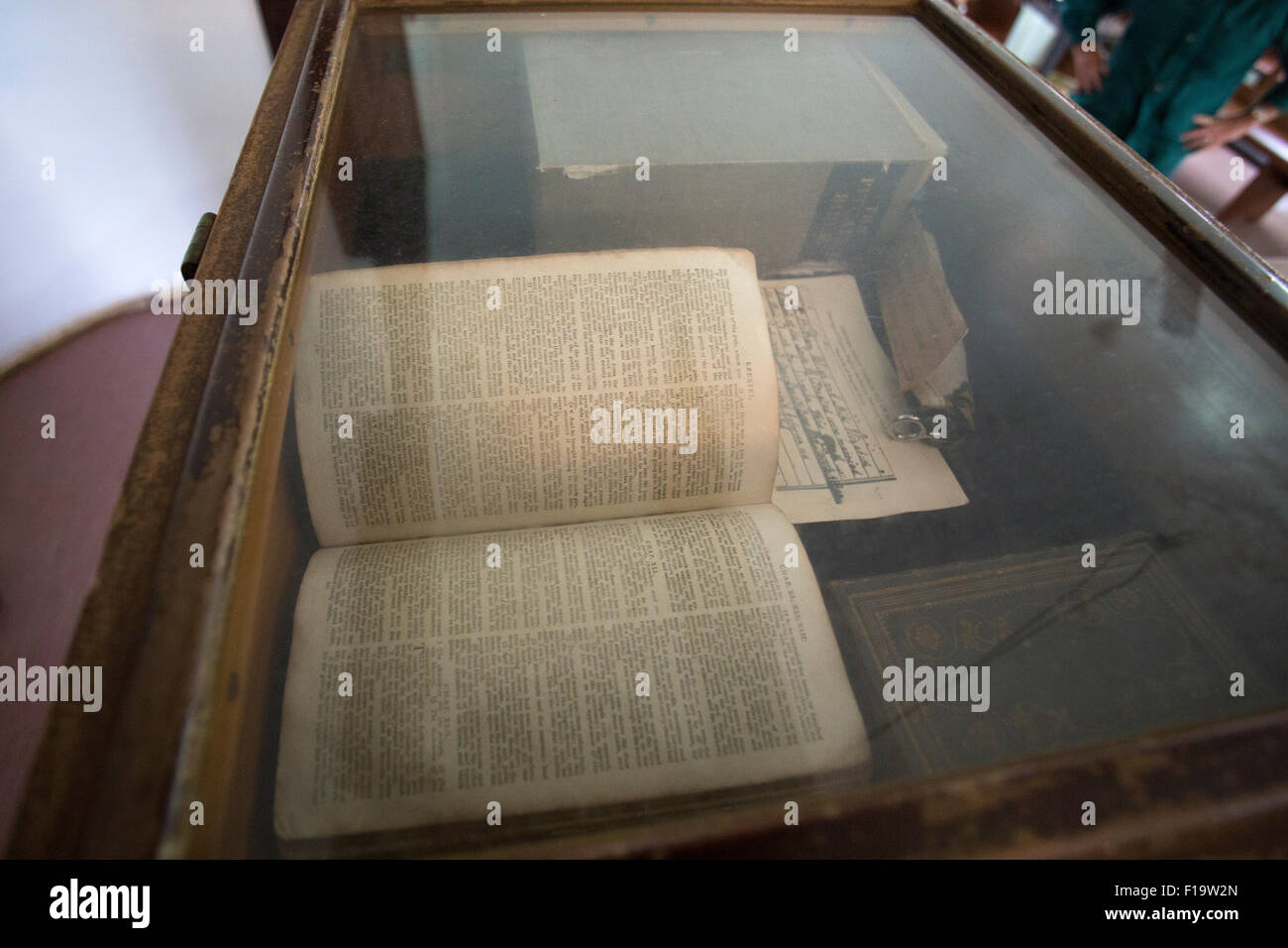 Adamstown, Pitcairn Island, The Bounty Bible, thought to have been used on HMS Bounty Stock Photo