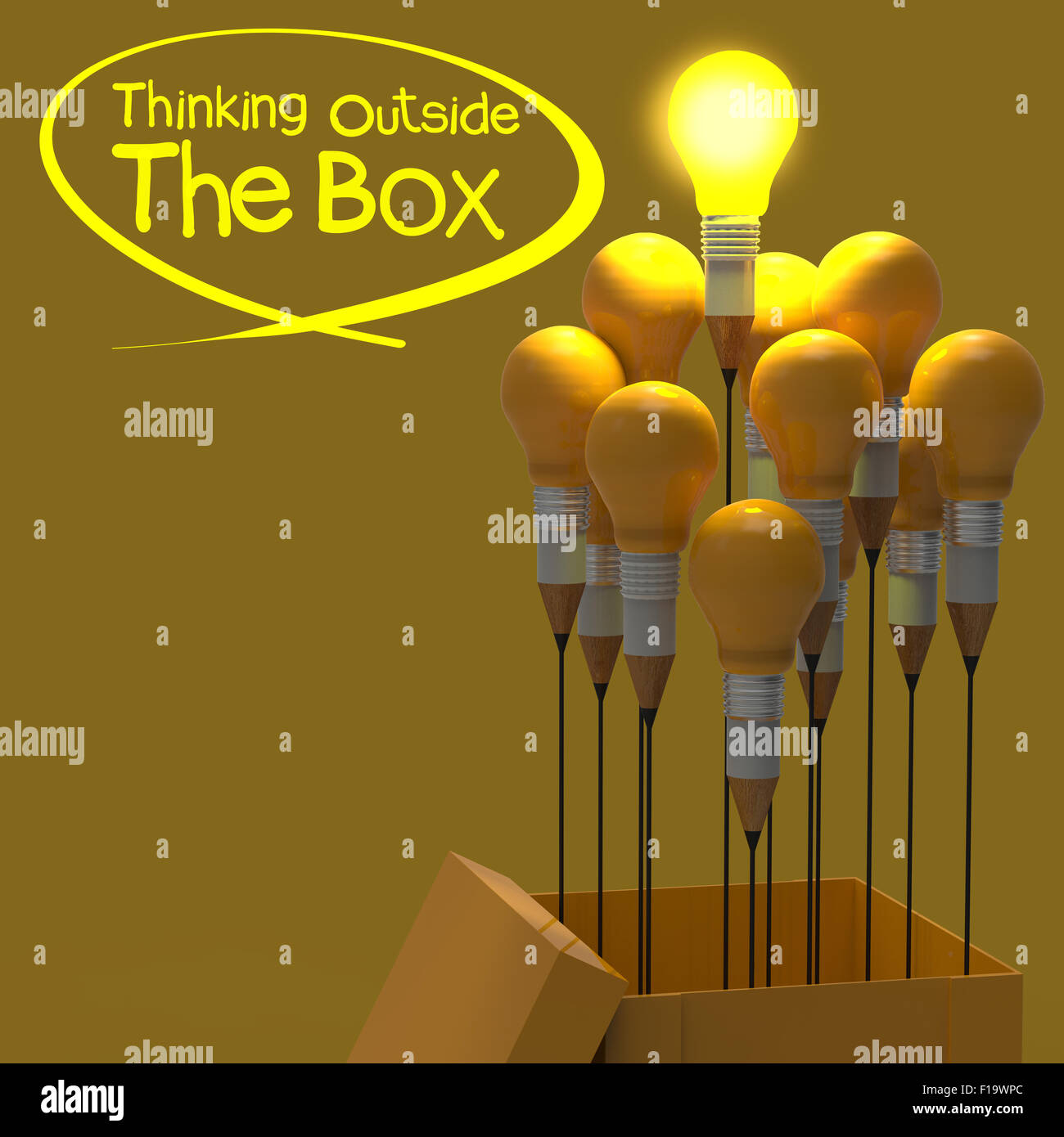 drawing idea pencil and light bulb concept think outside the box as ...