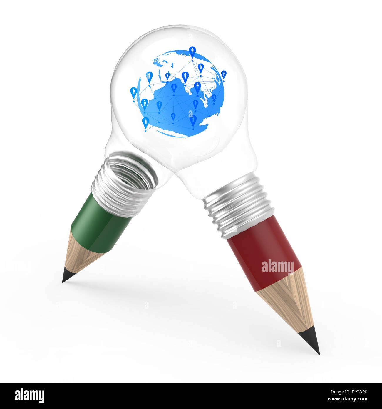 blank 3d creative pencil lightbulb as concept creative and add your word Stock Photo