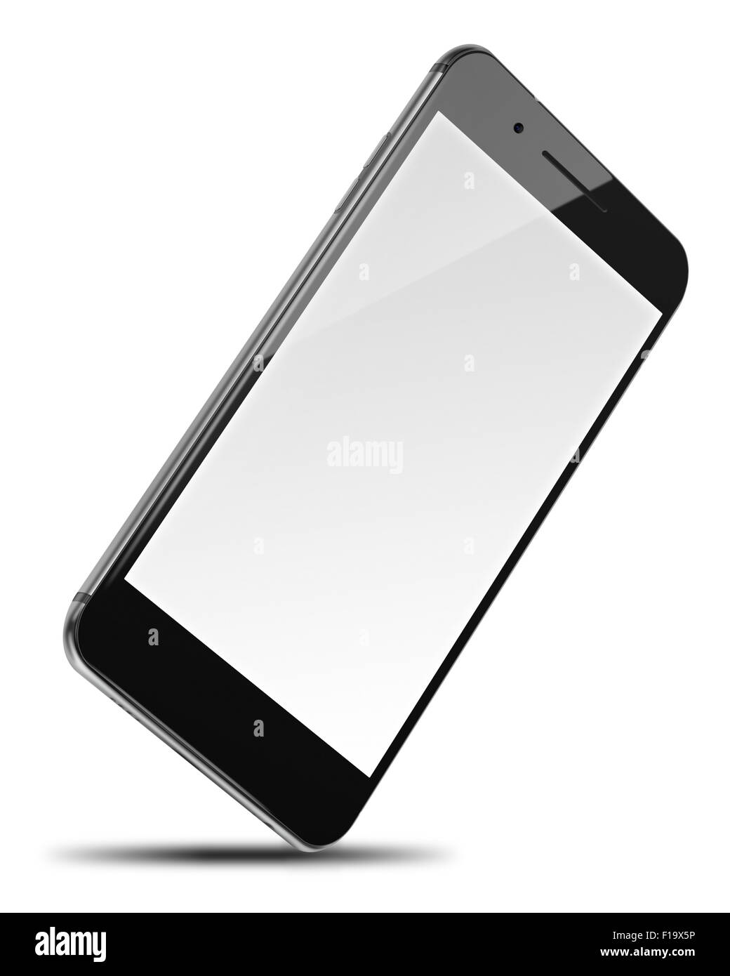 Mobile smart phone with blank screen isolated on white background. Highly detailed illustration. Stock Photo