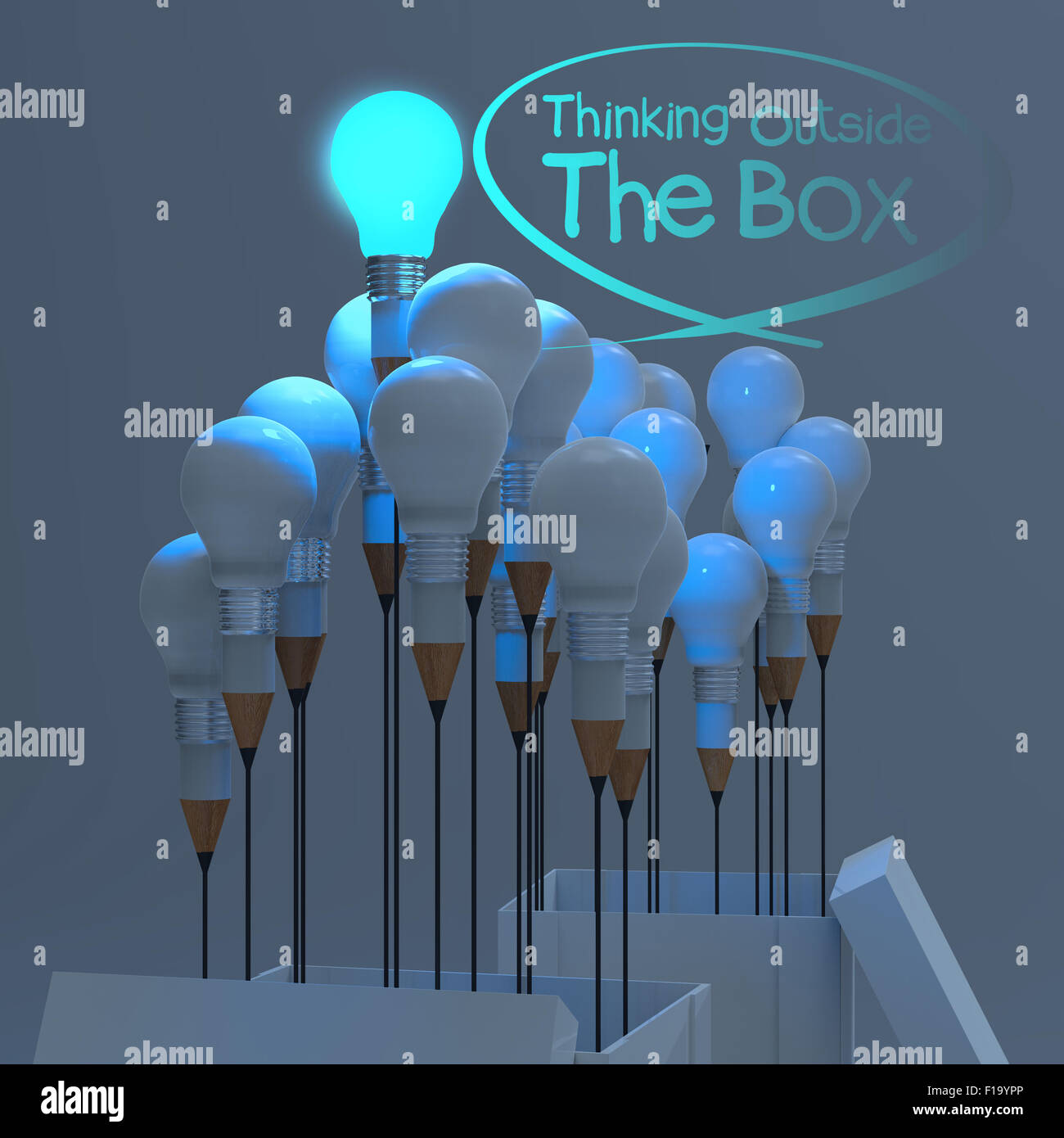drawing idea pencil and light bulb concept outside the box as creative ...