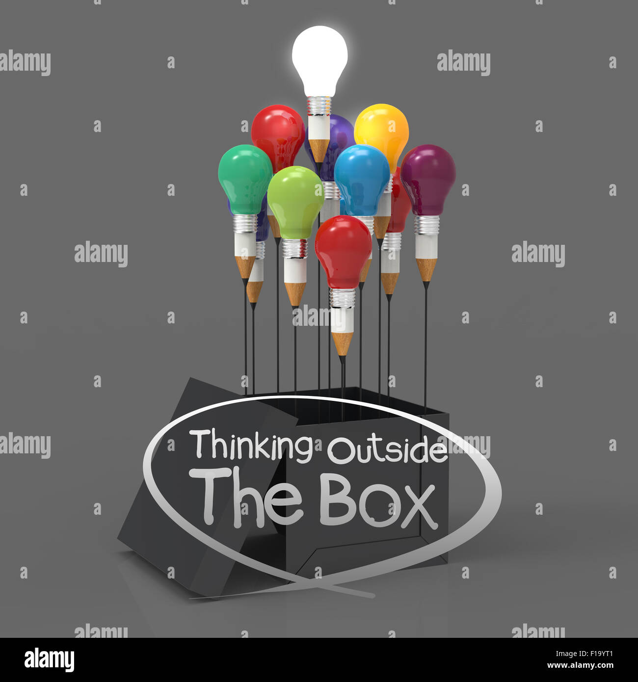 drawing idea pencil and light bulb concept think outside the box as ...