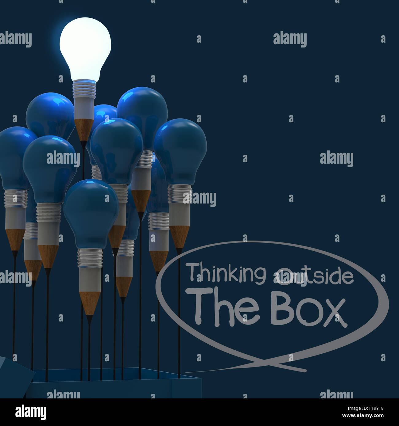 drawing idea pencil and light bulb concept think outside the box as ...