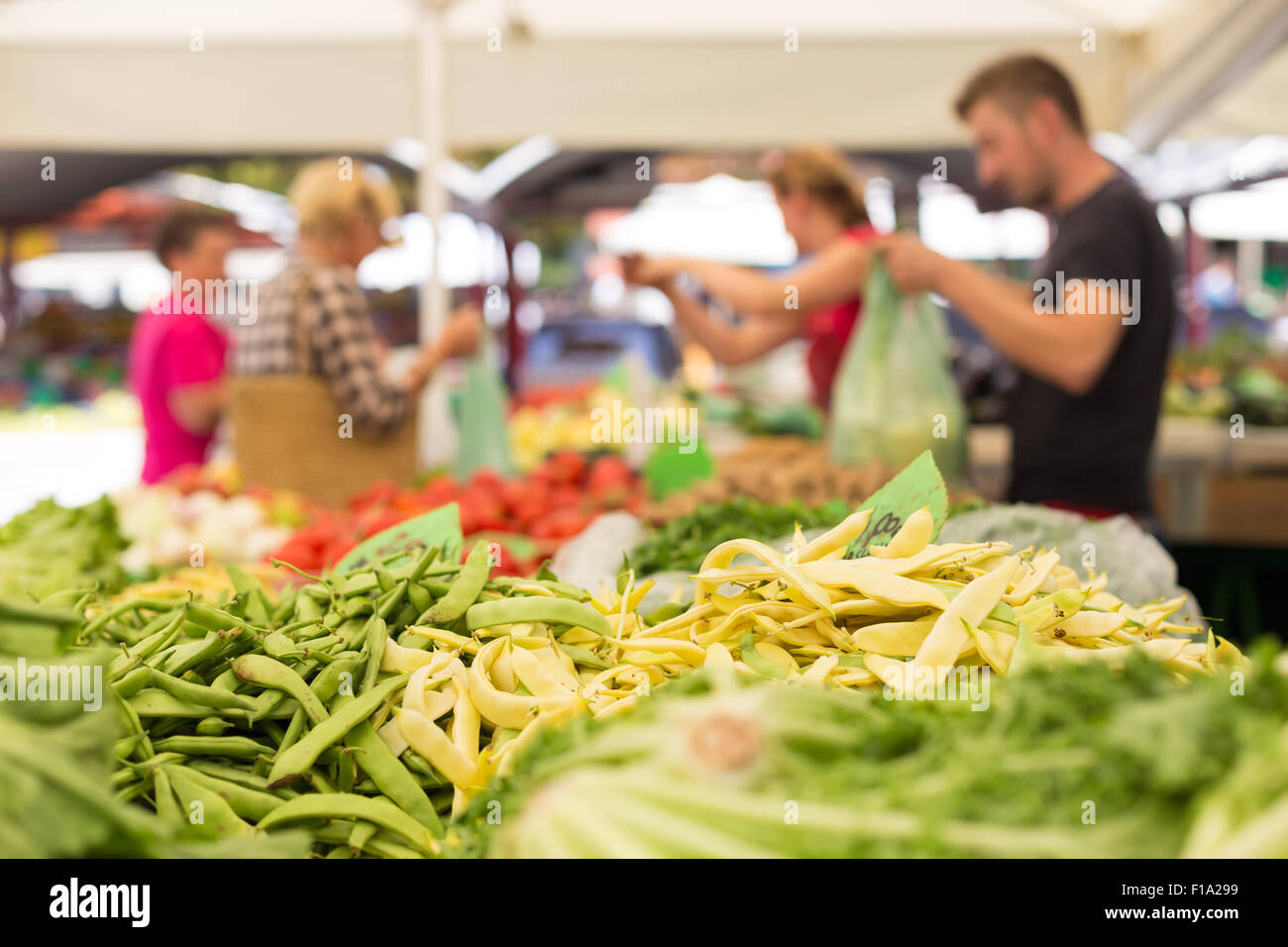 Farmers' food market stall with variety of organic vegetable Stock ...