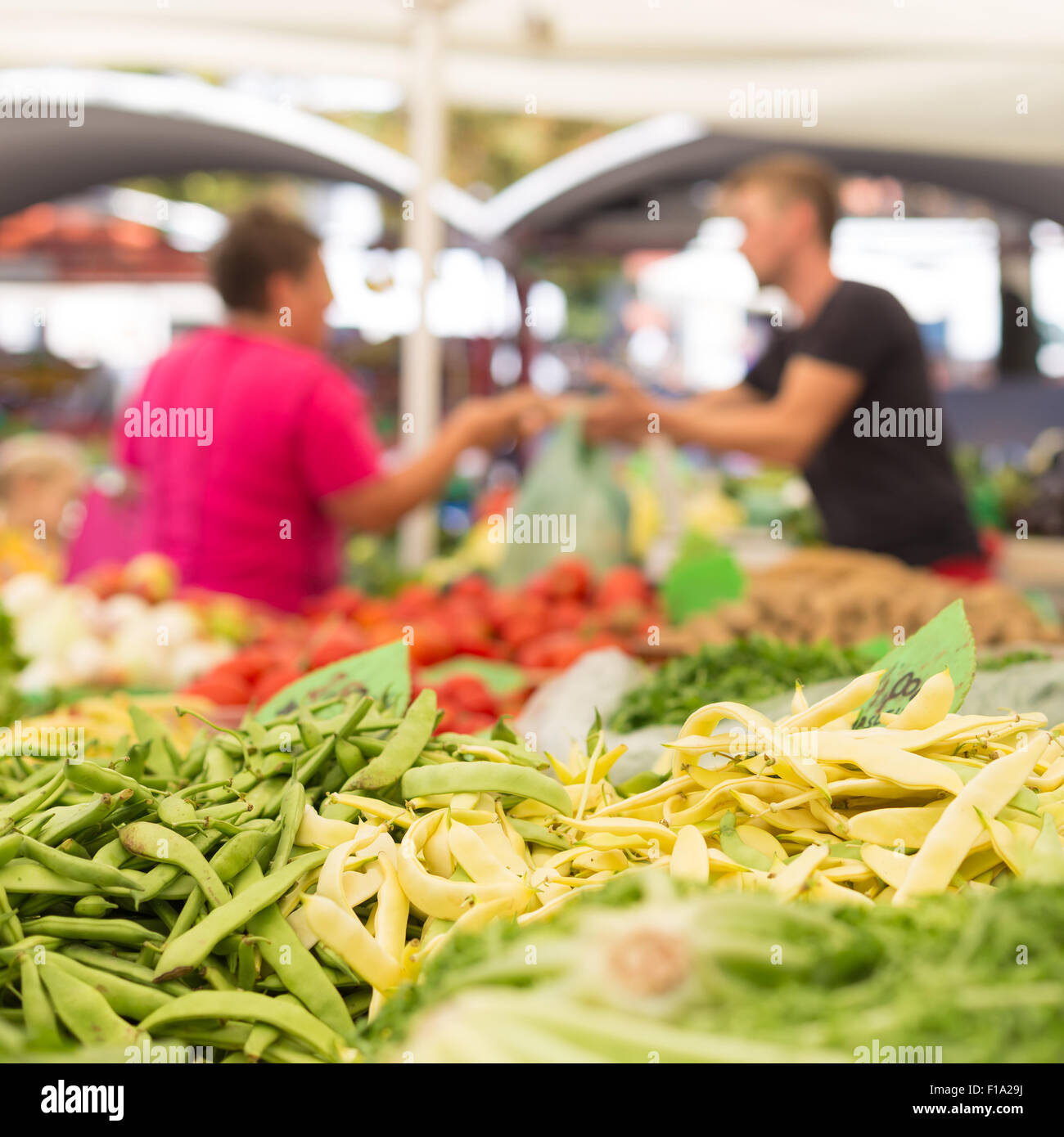 Farmers' food market stall with variety of organic vegetable Stock ...
