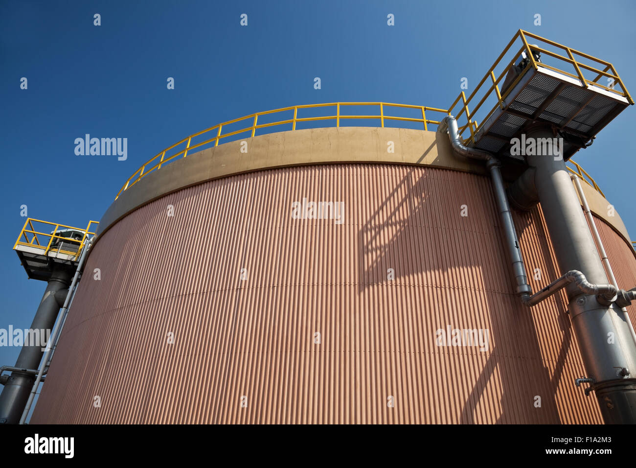 Digestion tank in a sewage treatment plant Stock Photo