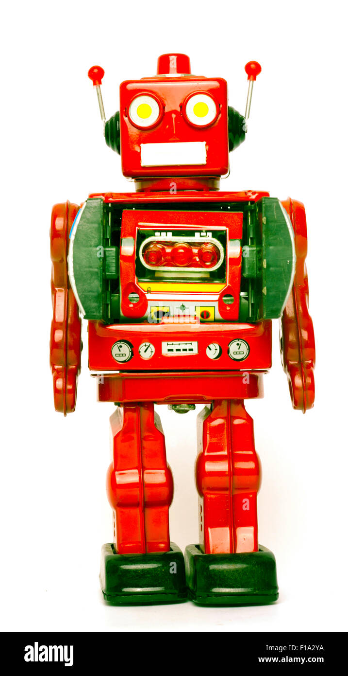 Red robot toy standing vintage hi-res stock photography and images - Alamy