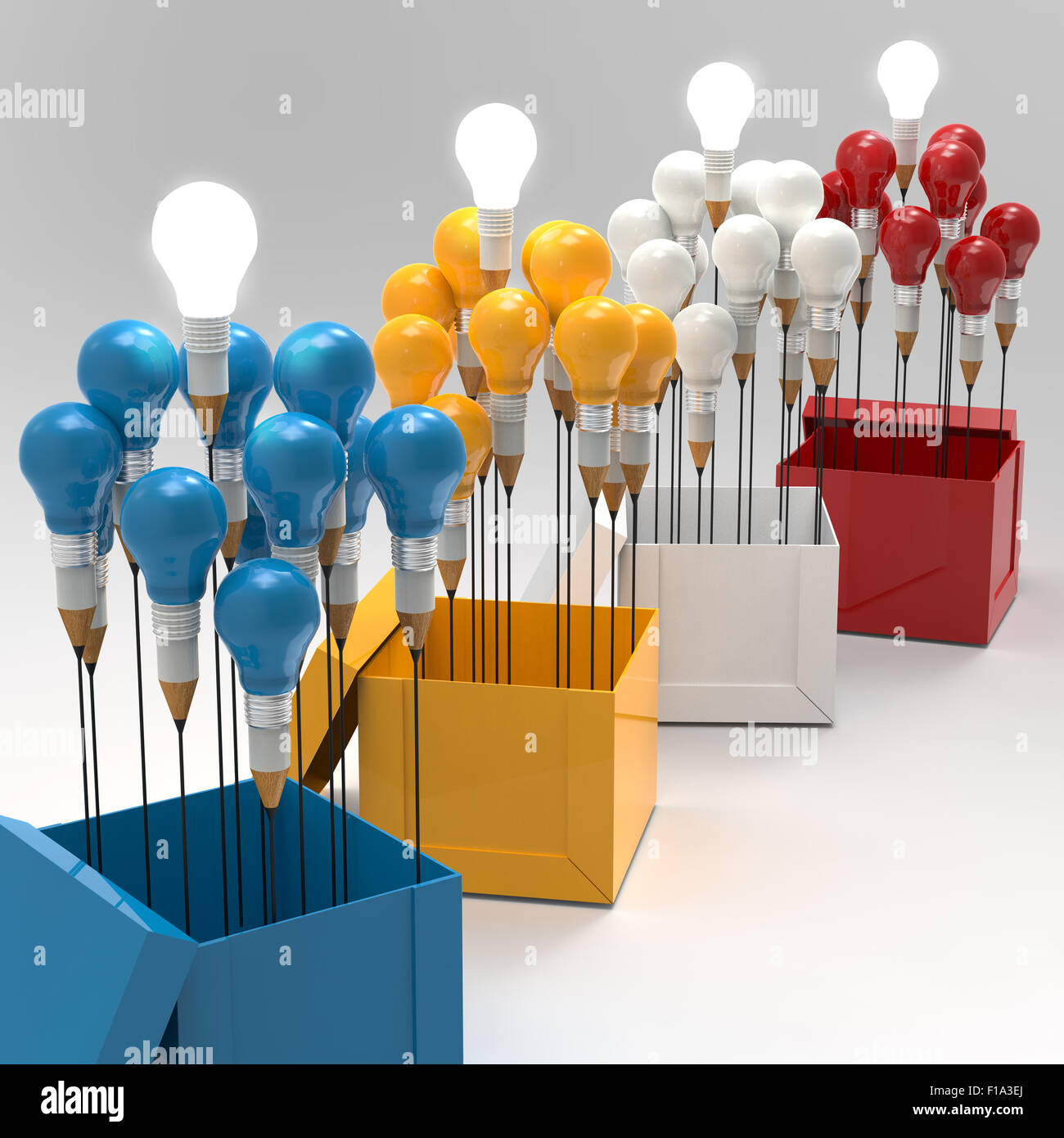 drawing idea pencil and light bulb concept think outside the box as ...