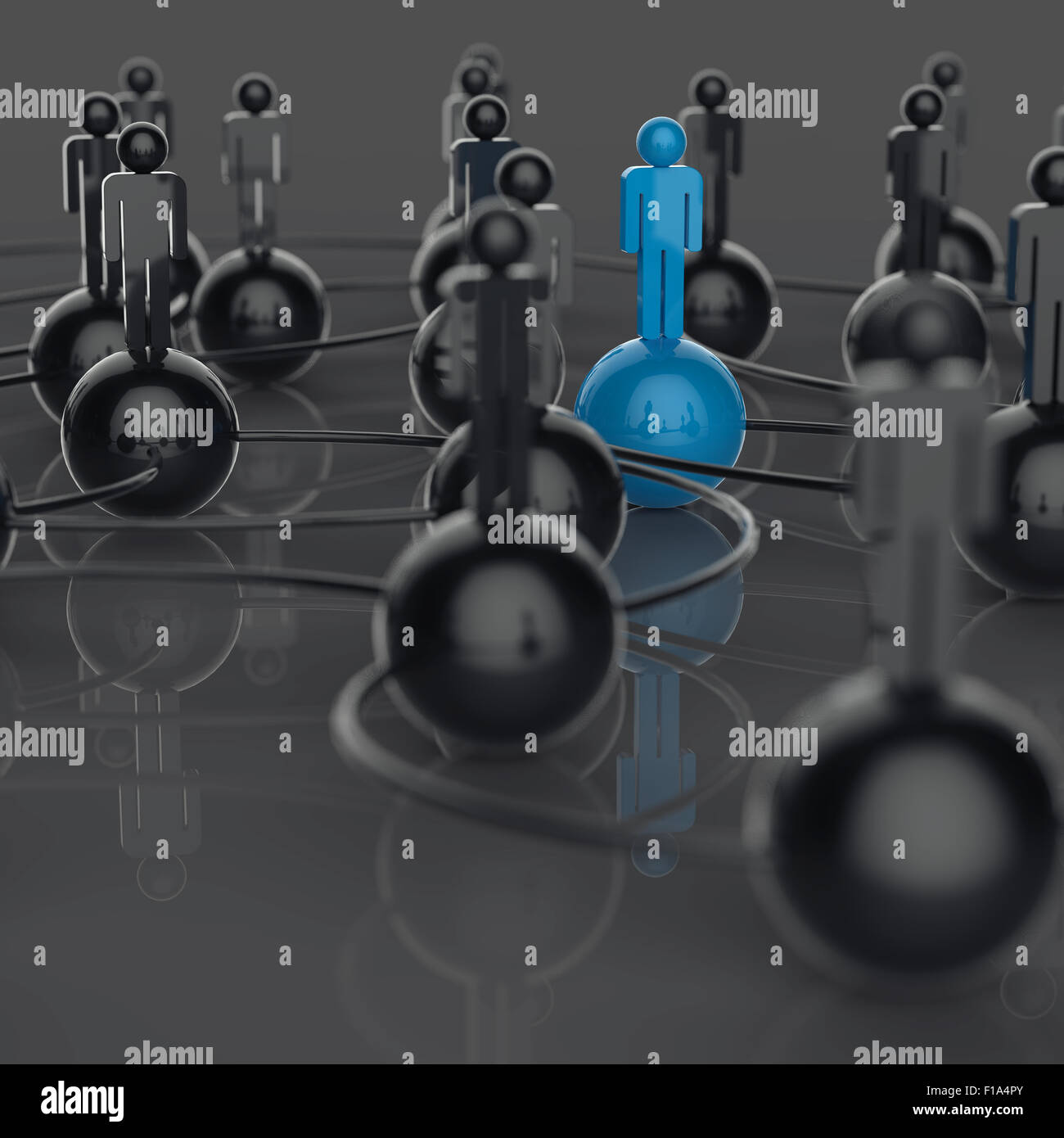 3d stainless human social network and leadership as concept Stock Photo