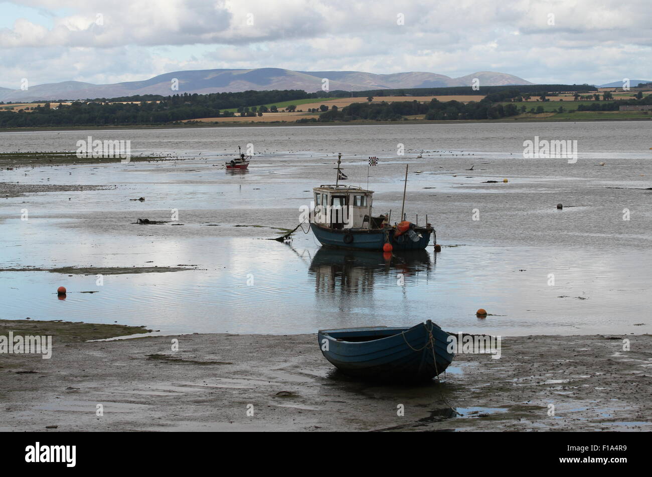 Boats in Montrose Basin Scotland  August 2015 Stock Photo
