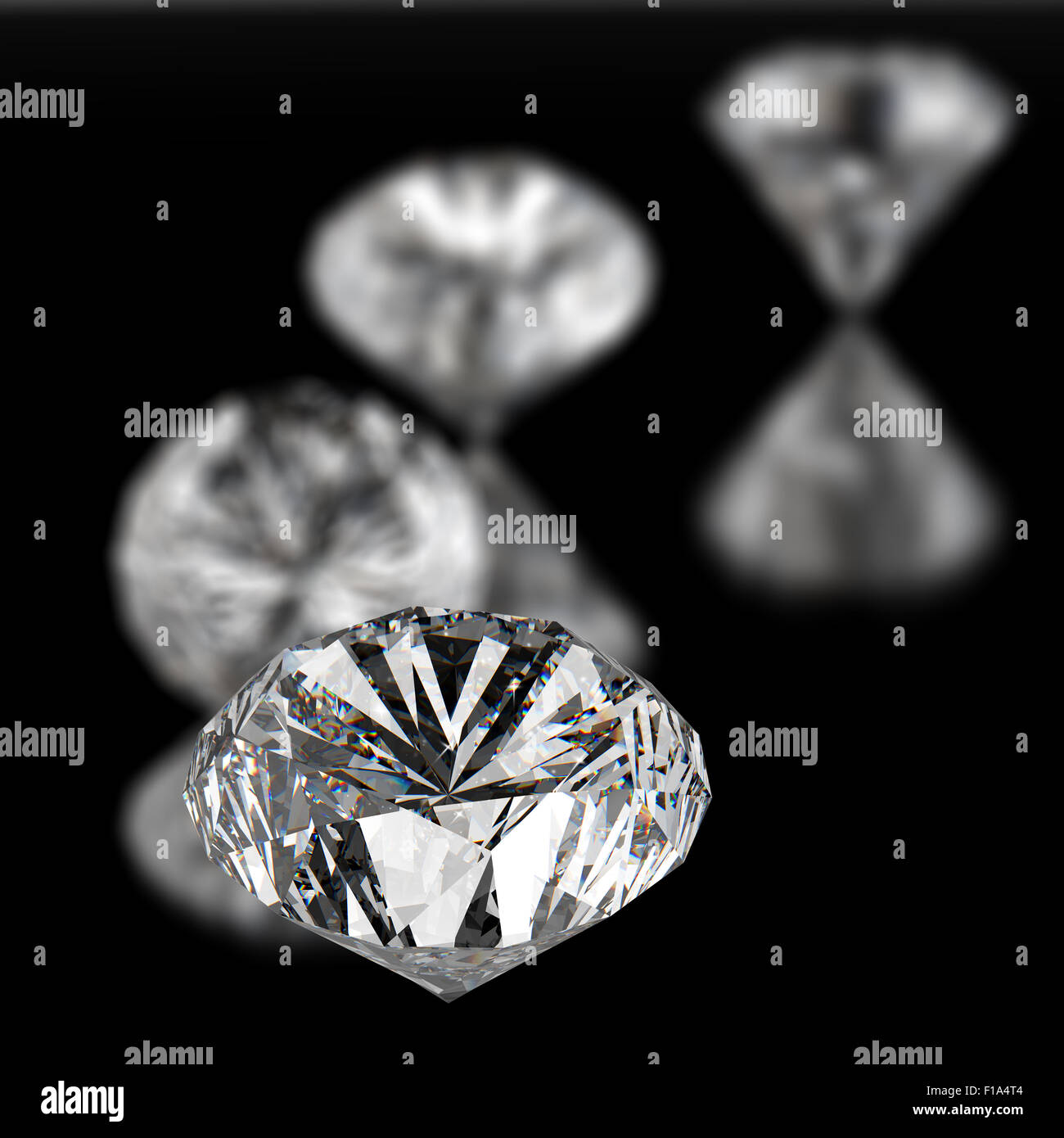 diamonds 3d on black surface background Stock Photo - Alamy