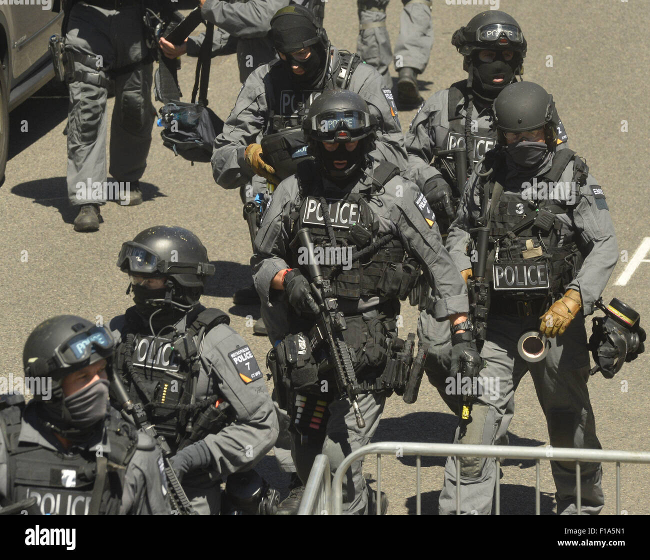 Police, medical and special forces take part in a training exercise