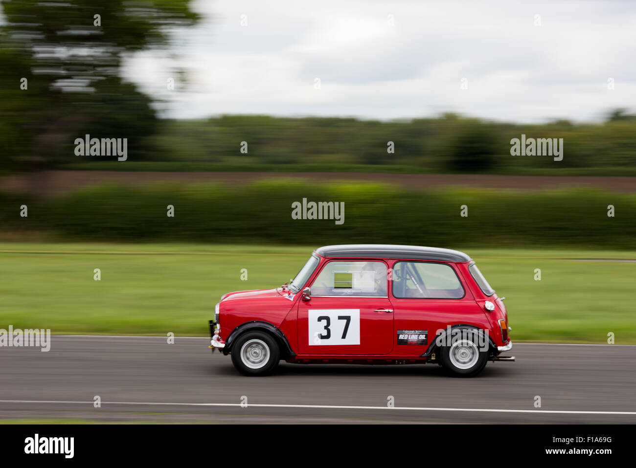 A Red mini racing at the Redline Synthetic Oils Curborough Sprint Championship Lichfield Staffordshire UK Stock Photo