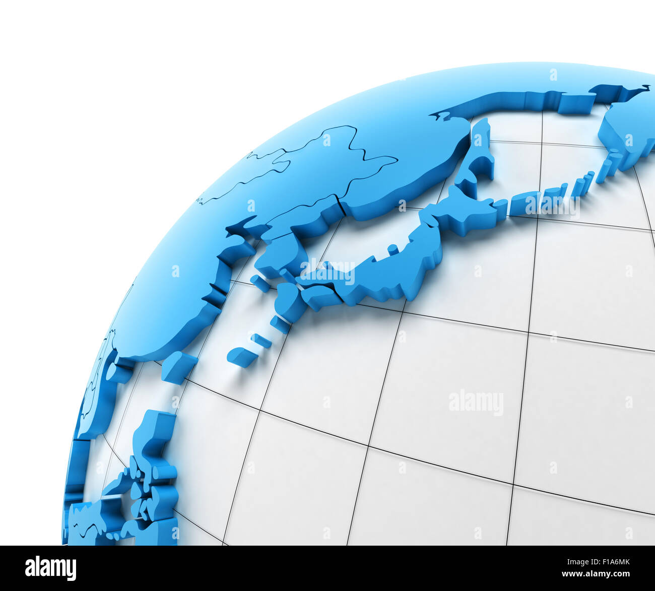 Globe of Japan with national borders Stock Photo
