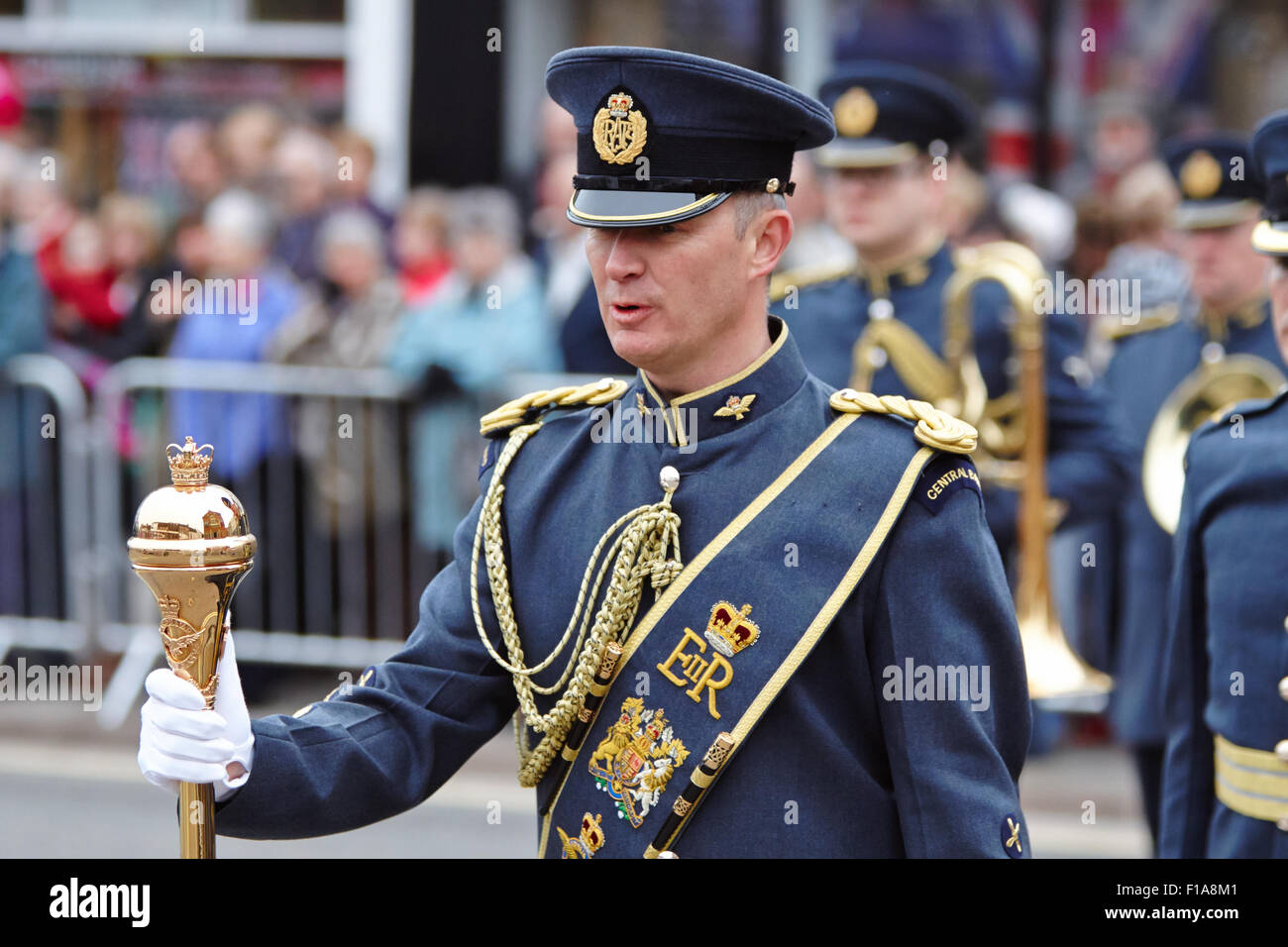 Troops from RAF Halton take part in the inaugural freedom parade through the centre of Thame. Stock Photo