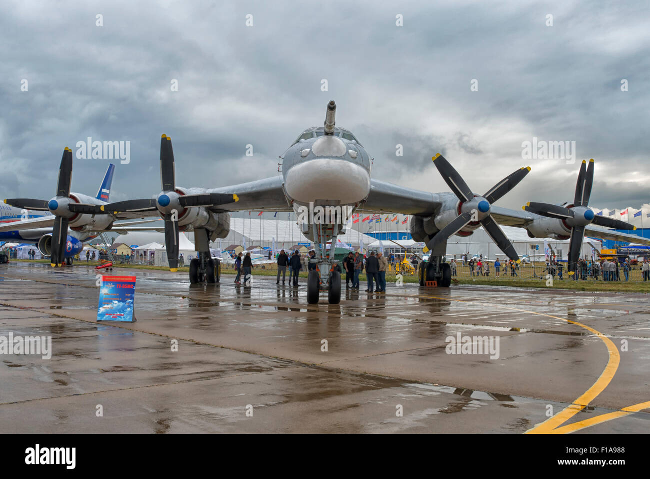 Tupolev Tu-95MS at MAKS 2015 Air Show in Moscow, Russia Stock Photo
