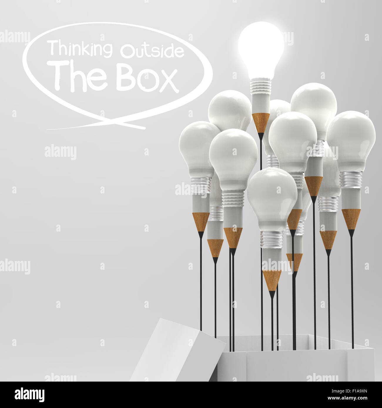 drawing idea pencil and light bulb concept outside the box as creative ...