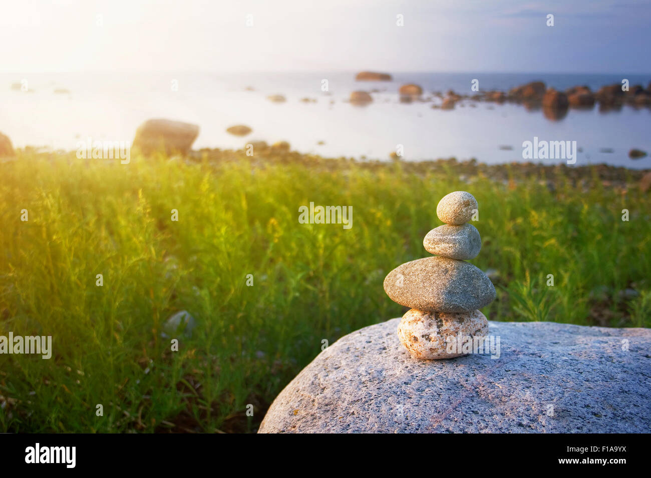 zen stones with backlight Stock Photo Alamy