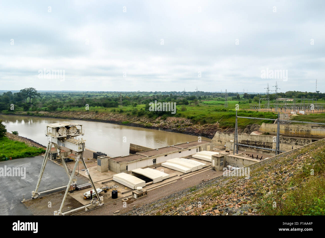 Nangbeto hydropowerplant in Togo Stock Photo