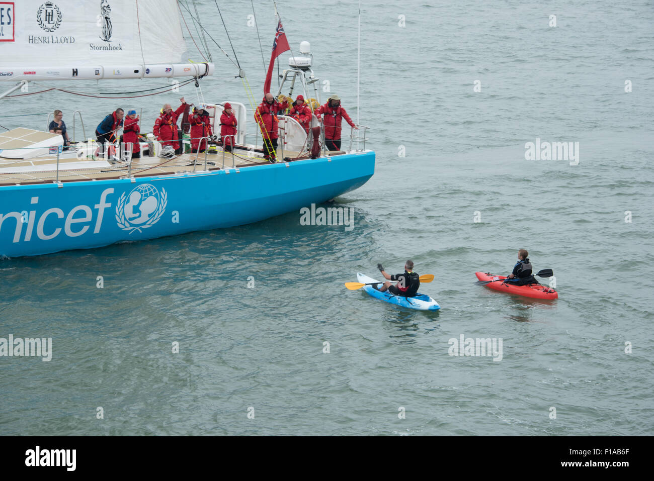 Southend-on-Sea, UK. 31st Aug, 2015. Clipper UNICEF, just off Southend Pierhead just before start of the 15/16 Clipper Round the World Race Credit:  Terence Mendoza/Alamy Live News Stock Photo