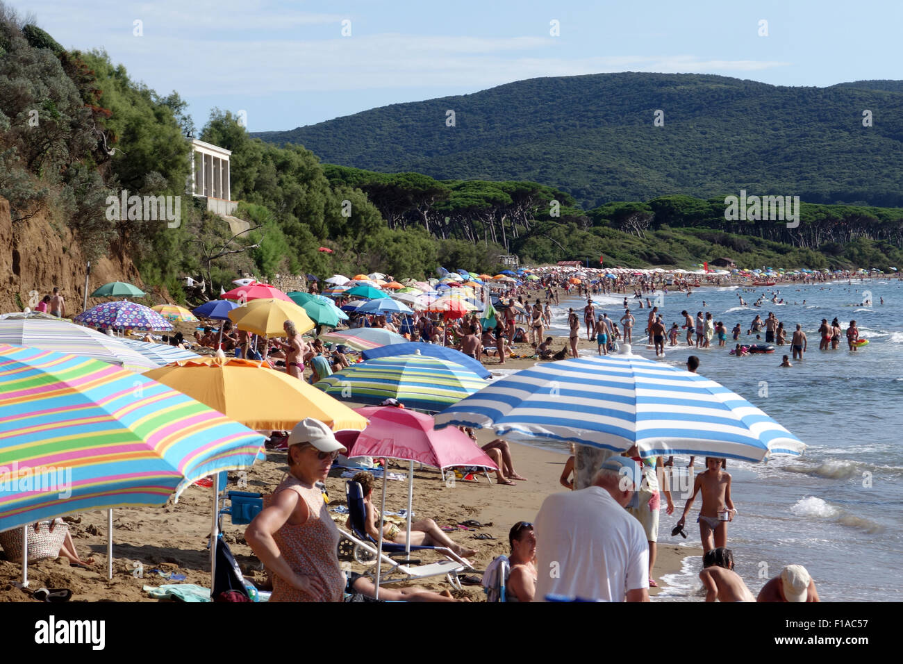 Populonia, Italy, people on Baratti Beach Stock Photo
